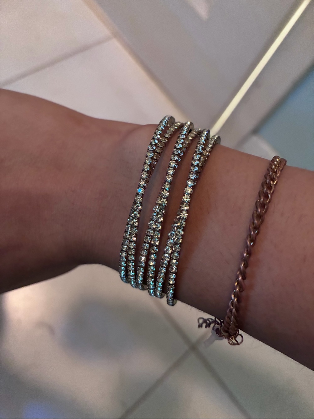 Multi-Row Rhinestone Open Cuff Bracelet - Picture 6 of 7